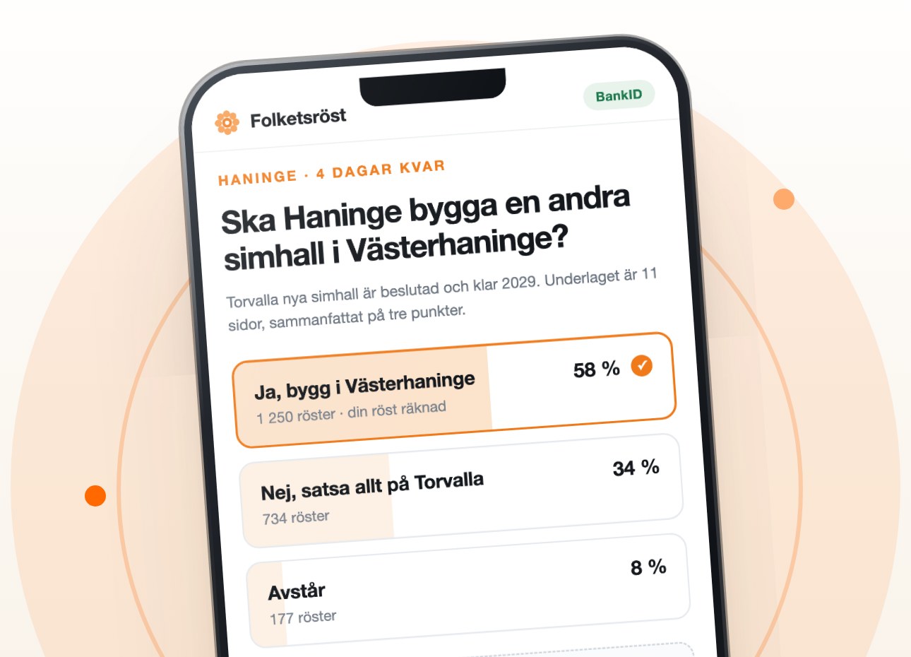 Folketsröst på en mobil: omröstning om en andra simhall i Haninge
