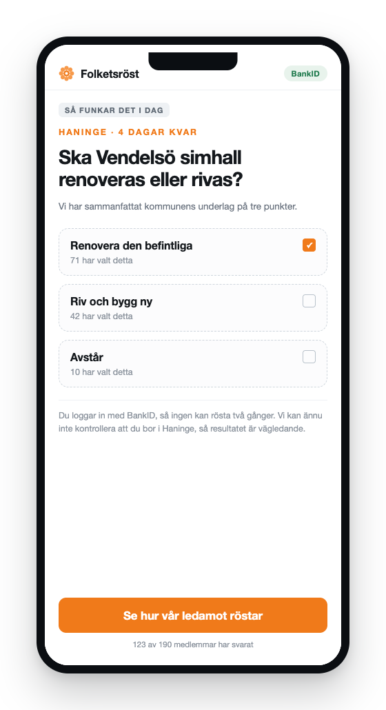 Skiss av Folketsröst i Så funkar det i dag: du kan rösta redan nu